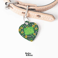 Bailey And Bone Pet Tag Green Garden Sunflowers Pet Tag