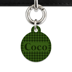 Bailey And Bone Pet Tag Green Houndstooth Pet Tag