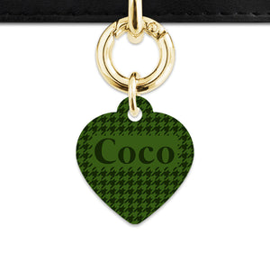 Bailey And Bone Pet Tag Green Houndstooth Pet Tag
