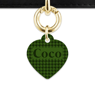 Bailey And Bone Pet Tag Green Houndstooth Pet Tag