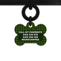 Bailey And Bone Pet Tag Green Houndstooth Pet Tag