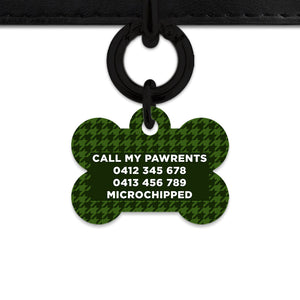 Bailey And Bone Pet Tag Green Houndstooth Pet Tag