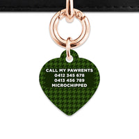Bailey And Bone Pet Tag Green Houndstooth Pet Tag