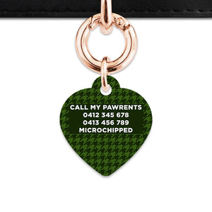 Bailey And Bone Pet Tag Green Houndstooth Pet Tag