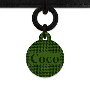 Bailey And Bone Pet Tag Green Houndstooth Pet Tag