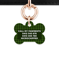 Bailey And Bone Pet Tag Green Houndstooth Pet Tag