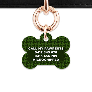 Bailey And Bone Pet Tag Green Houndstooth Pet Tag