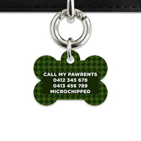 Bailey And Bone Pet Tag Green Houndstooth Pet Tag