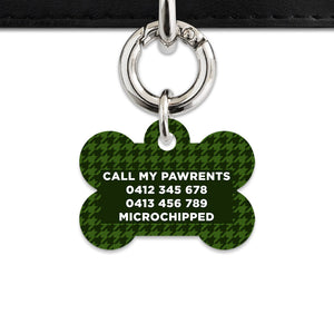 Bailey And Bone Pet Tag Green Houndstooth Pet Tag