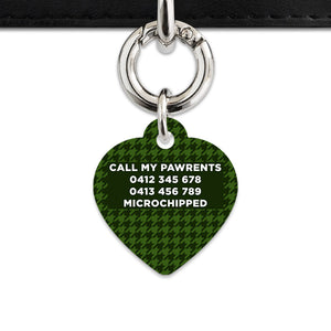 Bailey And Bone Pet Tag Green Houndstooth Pet Tag