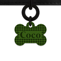 Bailey And Bone Pet Tag Green Houndstooth Pet Tag