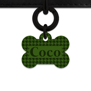 Bailey And Bone Pet Tag Green Houndstooth Pet Tag