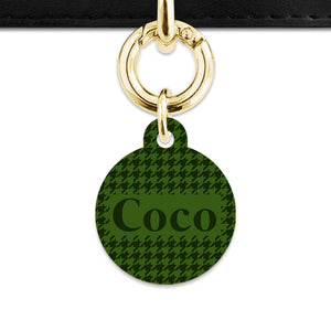 Bailey And Bone Pet Tag Green Houndstooth Pet Tag