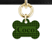Bailey And Bone Pet Tag Green Houndstooth Pet Tag
