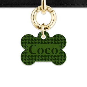 Bailey And Bone Pet Tag Green Houndstooth Pet Tag
