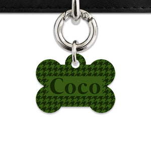 Bailey And Bone Pet Tag Green Houndstooth Pet Tag