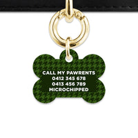 Bailey And Bone Pet Tag Green Houndstooth Pet Tag