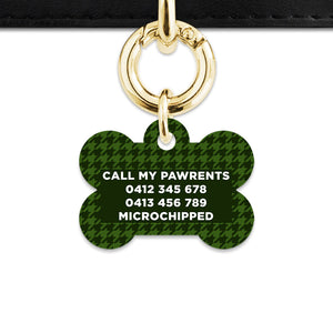 Bailey And Bone Pet Tag Green Houndstooth Pet Tag