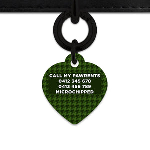 Bailey And Bone Pet Tag Green Houndstooth Pet Tag