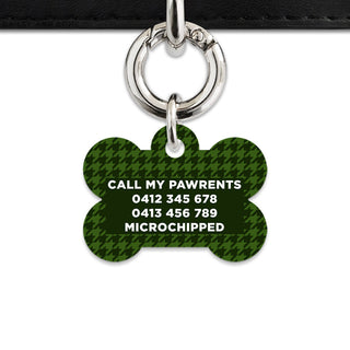 Bailey And Bone Pet Tag Green Houndstooth Pet Tag