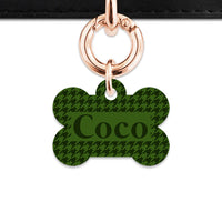 Bailey And Bone Pet Tag Green Houndstooth Pet Tag
