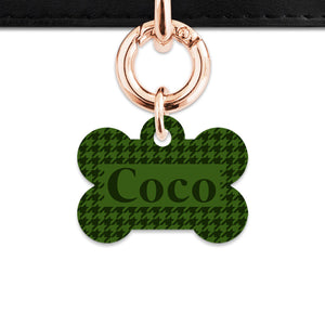 Bailey And Bone Pet Tag Green Houndstooth Pet Tag
