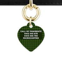 Bailey And Bone Pet Tag Green Houndstooth Pet Tag