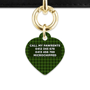 Bailey And Bone Pet Tag Green Houndstooth Pet Tag