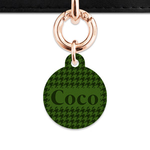 Bailey And Bone Pet Tag Green Houndstooth Pet Tag
