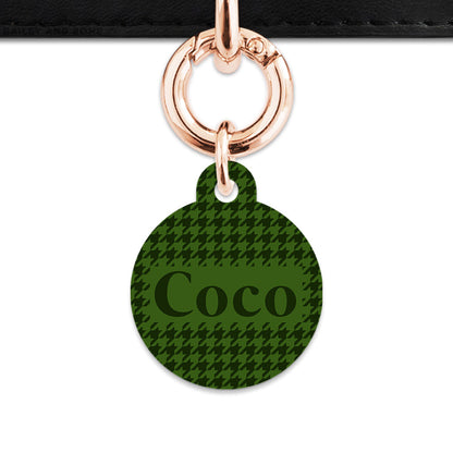 Bailey And Bone Pet Tag Green Houndstooth Pet Tag