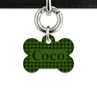 Bailey And Bone Pet Tag Green Houndstooth Pet Tag