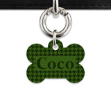 Bailey And Bone Pet Tag Green Houndstooth Pet Tag