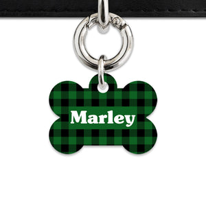 Bailey And Bone Pet Tag Green Plaid Pet Tag
