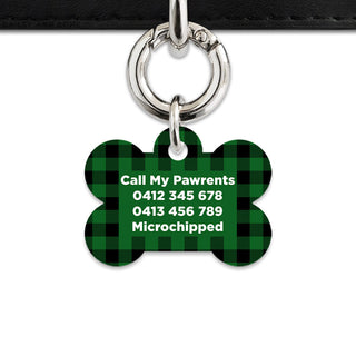 Bailey And Bone Pet Tag Green Plaid Pet Tag