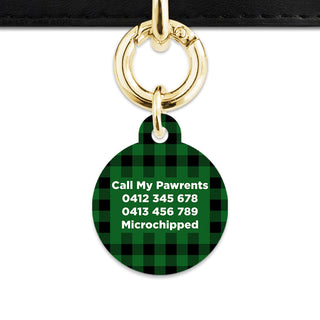 Bailey And Bone Pet Tag Green Plaid Pet Tag