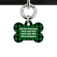 Bailey And Bone Pet Tag Green Plaid Pet Tag