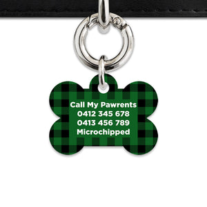 Bailey And Bone Pet Tag Green Plaid Pet Tag