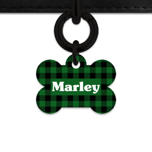 Bailey And Bone Pet Tag Green Plaid Pet Tag