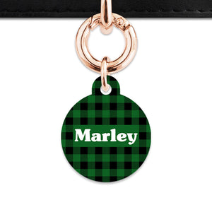 Bailey And Bone Pet Tag Green Plaid Pet Tag