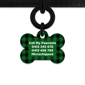 Bailey And Bone Pet Tag Green Plaid Pet Tag