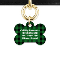 Bailey And Bone Pet Tag Green Plaid Pet Tag