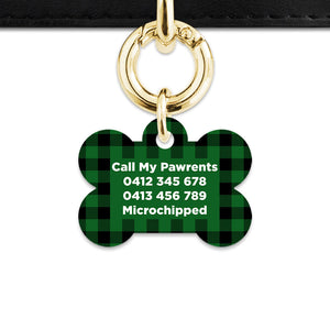 Bailey And Bone Pet Tag Green Plaid Pet Tag