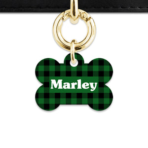 Bailey And Bone Pet Tag Green Plaid Pet Tag