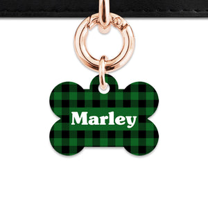 Bailey And Bone Pet Tag Green Plaid Pet Tag
