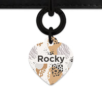 Bailey And Bone Pet Tag Heart / Black Abstract Safari Pattern Pet Tag