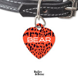 Bailey And Bone Pet Tag Heart Black And Orange Animal Print Pet Tag