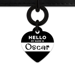 Bailey And Bone Pet Tag Heart / Black Black Hello My Name Is Pet Tag