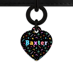 Bailey And Bone Pet Tag Heart / Black Black Pastel Confetti Pet Tag