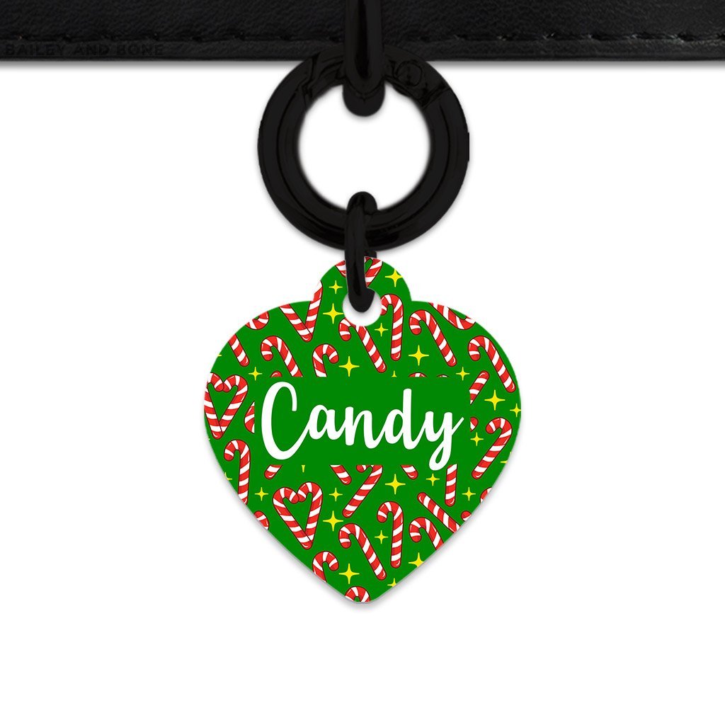Bailey And Bone Pet Tag Heart / Black Candy Canes Pet Tag