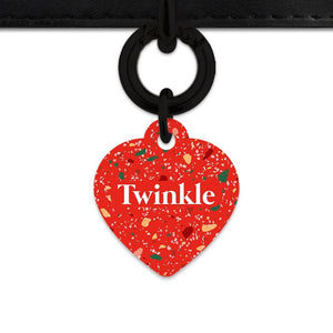 Bailey And Bone Pet Tag Heart / Black Christmas Terrazzo Pet Tag